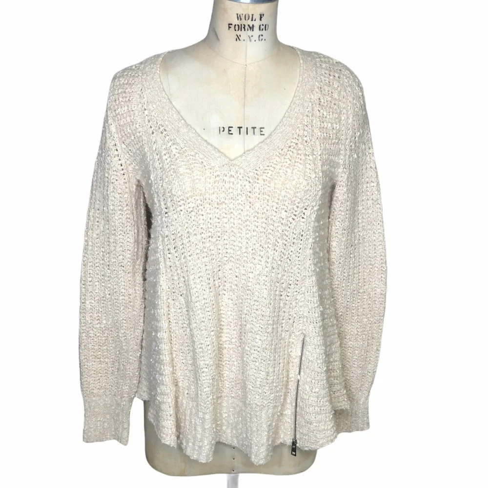 Moth Anthropologie cream zipper front sweater - Picture 2 of 6